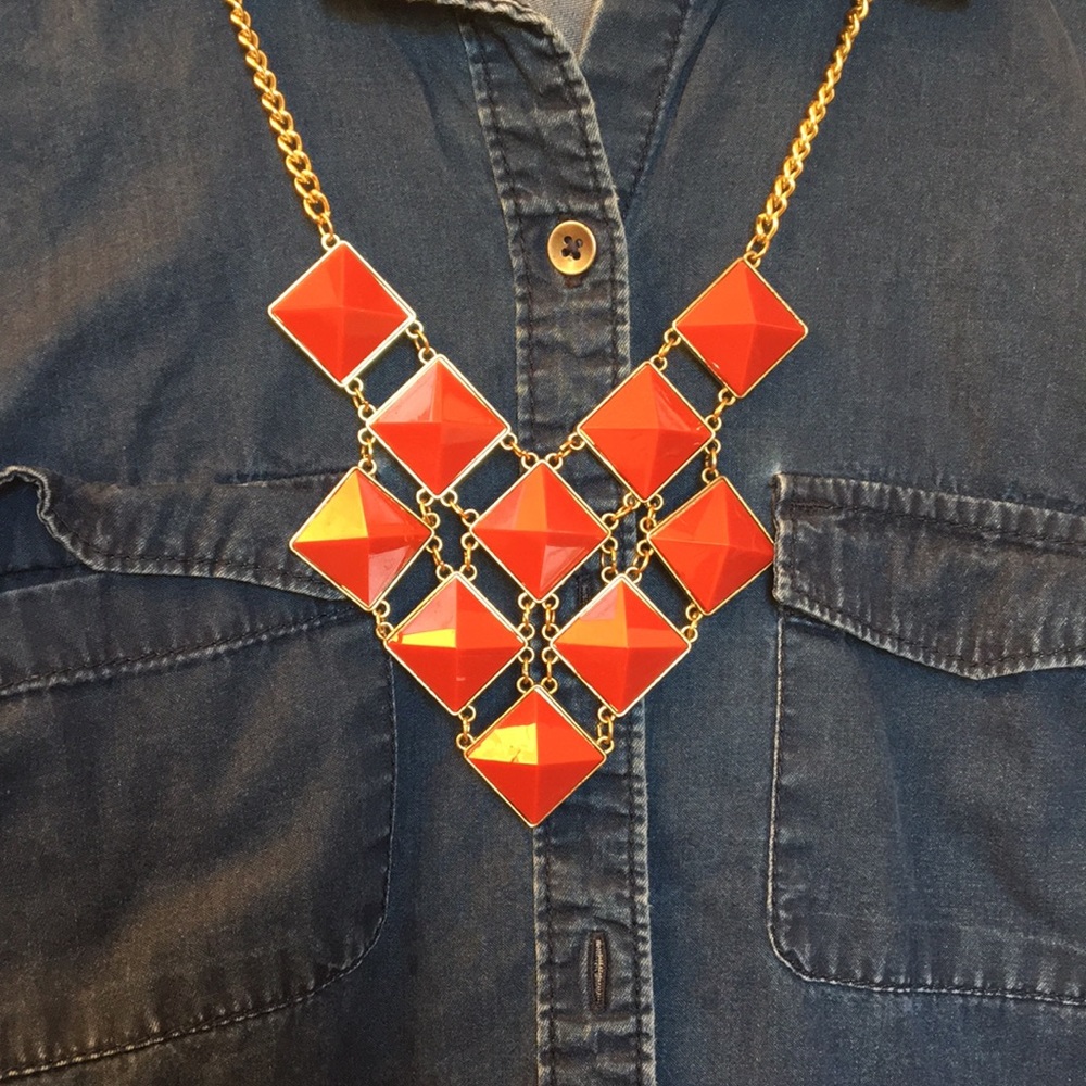 Red statement necklace